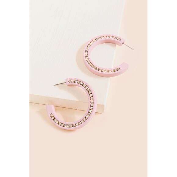 Francesca’s Cher Crystal Hoop Earrings - Picture 1 of 4